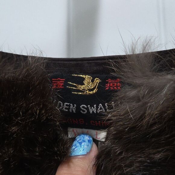 Golden Swallow Mink Fur Lined Amazing Frog Closure Brocade vintage vest,  Med - Picture 9 of 9